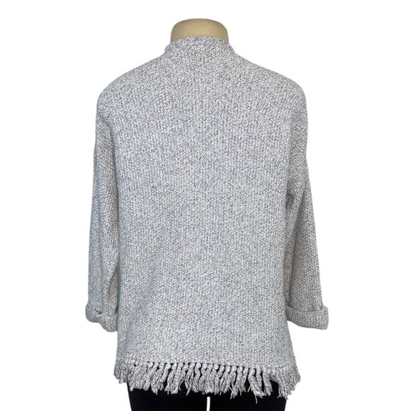 Madewell Womens Open Front Fringe Cardigan Sweater Gray White Size S - Picture 3 of 6